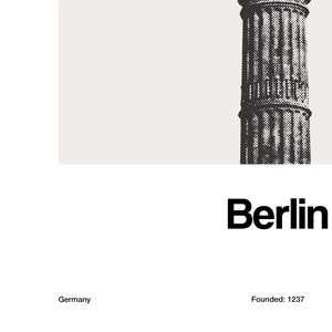 Berlin Print, The Victory Column Berlin Poster, Siegessäule Berlin, The statue of Victoria Berlin Wall Art Minimalist Art Custom City Print image 4