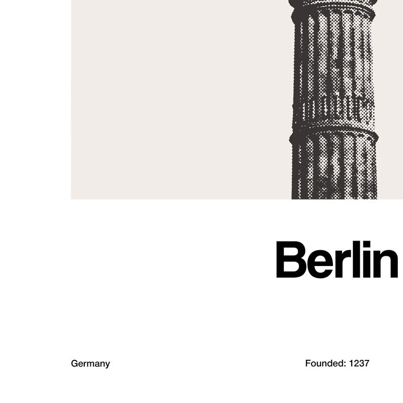 Berlin Print, The Victory Column Berlin Poster, Siegessäule Berlin, The statue of Victoria Berlin Wall Art Minimalist Art Custom City Print image 4