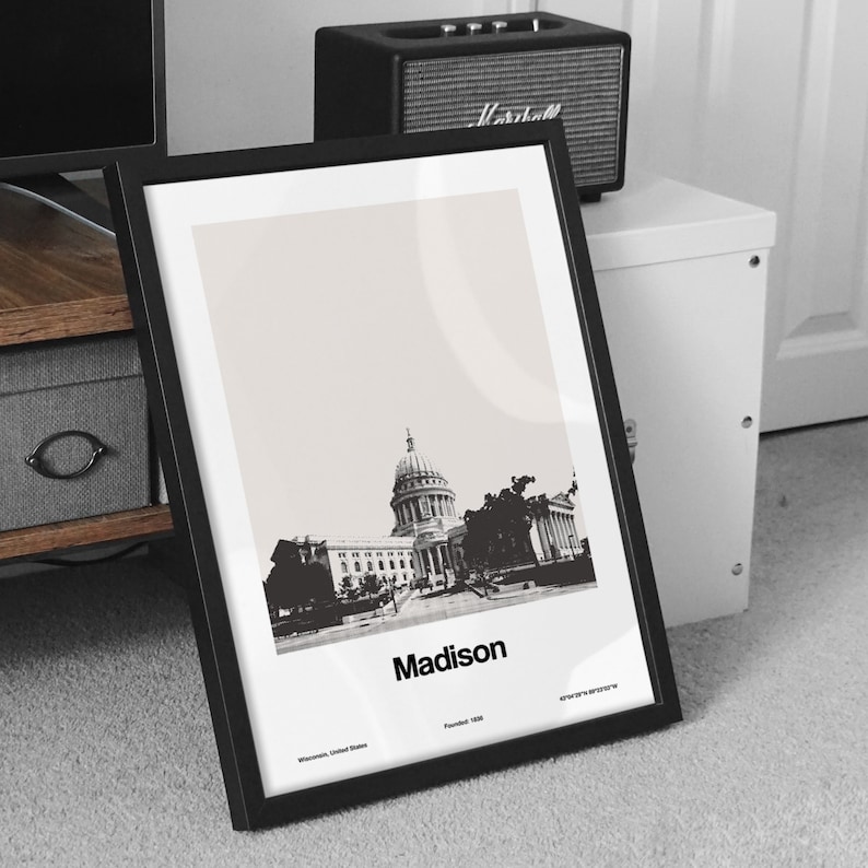 Madison WI Print Madison Wisconsin Poster Wisconsin State Etsy