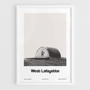 West Lafayette Indiana Print, West Lafayette IN Indiana, West Lafayette Black White Indiana Gift idea Wall Art Minimalist Custom City Print