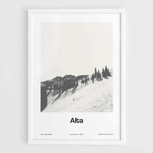 Alta Print, Alta Utah Poster, Alta Wasatch Mountains Utah Travel Poster Wall Art Minimalist Custom City Print por Artica
