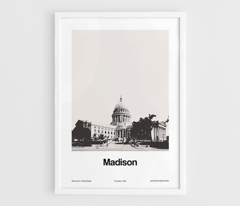 Madison WI Print Madison Wisconsin Poster Wisconsin State Etsy