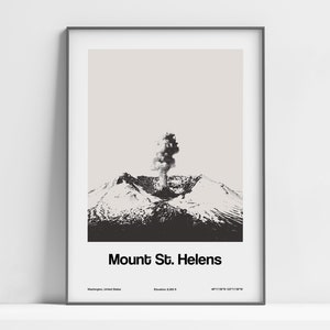 Mount St. Helens WA Print, Mount St Helens Washington Poster, Volcano Washington Mountains Wall Art Minimalist Custom Mountain Print