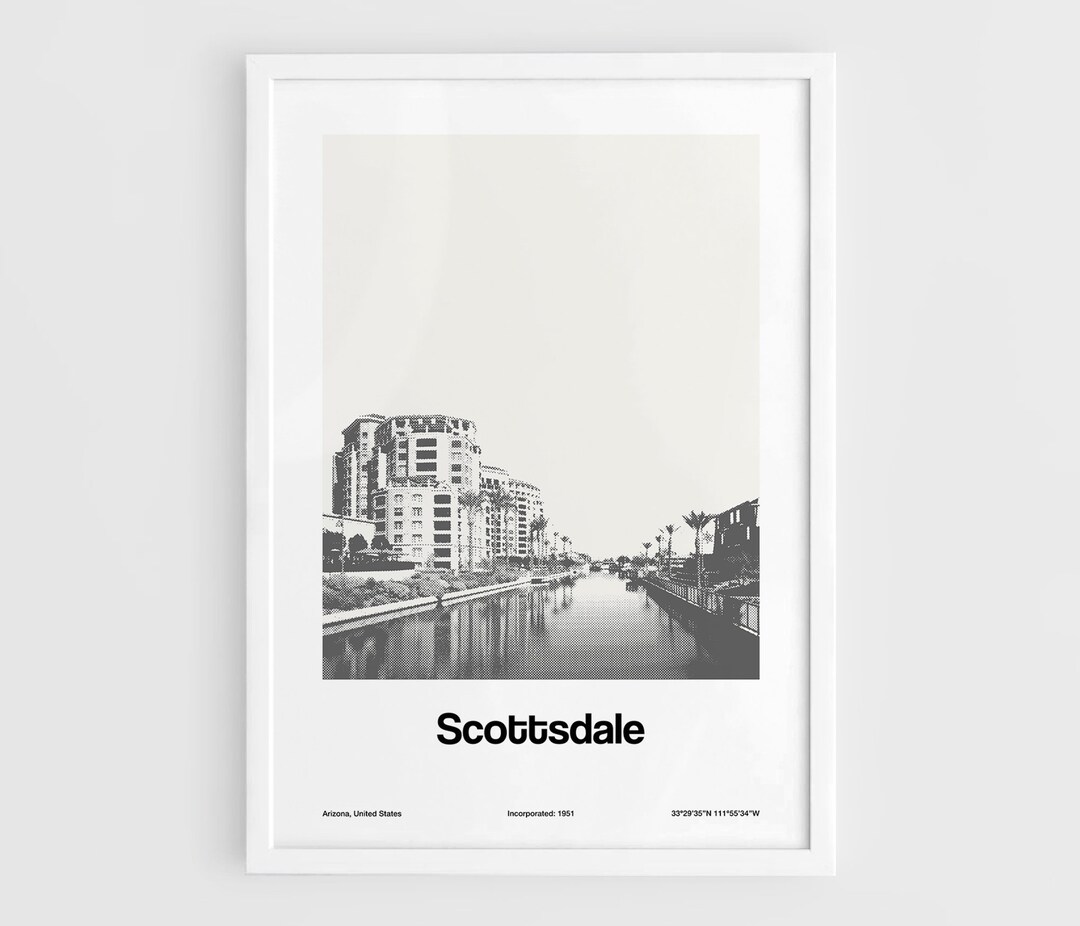 Downtown Scottsdale Waterfront Print, Scottsdale AZ Poster, Scottsdale