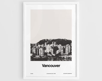 Vancouver Print, Vancouver Skyline Canada Poster, Vancouver False Creek Colombie-Britannique Vancouver BC Wall Art Minimaliste Custom City Print