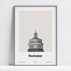 Rochester NY Print, Rochester New York Poster, Rochester Black White, Rochester Photo Decor, Rochester Wall Art Minimalista Custom City Print
