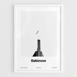Baltimore Skyline Poster, Baltimore minimalism Print, The William Donald Schaefer Building Wall Art Minimalist Custom City Print by Artica
