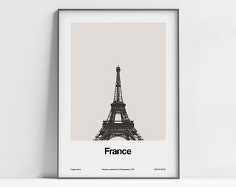 Paris Print, Paris Poster, La tour Eiffel Paris Black White Photo, Eiffel Tower Paris France Travel Wall Art Minimalist Custom City Print