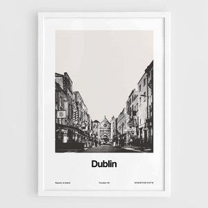 Dublin Print, Dublin Poster, Dublin Ireland, Grafton Street Dublin Black White Dublin Street Wall Art Minimalist Custom City Print