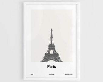 Paris Eiffel Tower Print, Paris Black White Photo Poster, La tour Eiffel Paris Minimalism Wall Art Minimalist Custom City Print by Artica