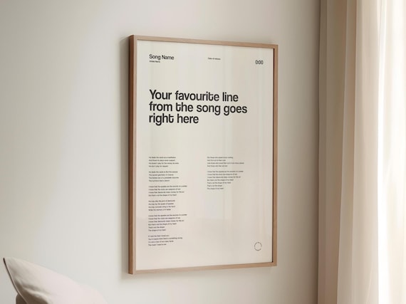 Custom Song Lyrics Print, Custom Music Poster, Personalised Lyrics Art Print, Song Lyric Wall Art, Custom Song Lyrics Gift Music Lover