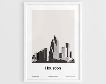 Houston skyline Print, Houston TX architecture, Houston Texas Photography Poster, Houston Cityscape Minimalist Custom City Print by Artica