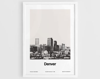 Denver Skyline Art Print, Denver CO, Denver Poster, Denver Colorado Cityscape Denver Gift Wall Art Minimalist Custom City Print by Artica