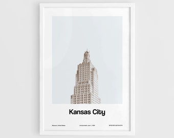 Kansas City Print, Power and Light Building, Kansas City Poster, Kansas City Missouri Skyline Minimalist Art Custom City Print by Artica