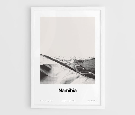 Namibia Poster, Sandwich Harbour Namibia Print, Sandwich Bay Namibia Travel Black White Photo Africa Wall Art Minimalist Custom City Print