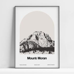 Mount Moran Grand Teton Poster, Mount Moran Print, Grand Teton Wyoming USA Nationalparks Geschenk Wand Kunst Minimalist Custom Mountain Print