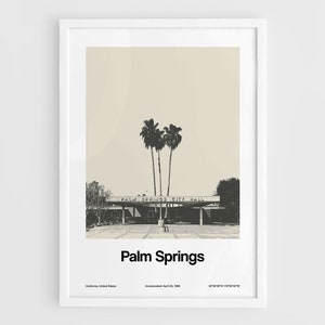 Palm Springs Print, Palm Springs Poster, Palm Springs California Riverside County Wall Art Decor Minimalist Custom City Print by Artica image 1