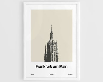 Frankfurt am Main Poster, Frankfurt Cathedral of Saint Bartholomew Print, Frankfurter Dom Wall Art Minimalist Art Custom City Print
