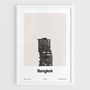 Bangkok Print, King Power Mahanakhon Bangkok Skyline Thailand Poster, Bangkok Photography Wall Art Minimalist Custom City Print by Artica