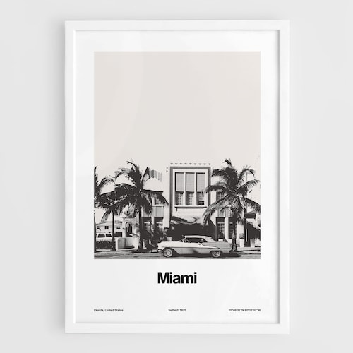 Miami Beach Art Deco Wall Art Etsy