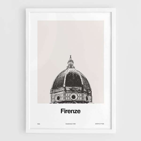 Florence Cathedral Print, Firenze Poster, Firenze Cattedrale di Santa Maria del Fiore Italia Wall Art Minimalist Custom City Print by Artica