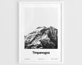 Mount Timpanogos UT Print, Mount Timp Utah Mountains Poster, Orem City UT Travel Mount Timpanogos Wall Art Minimalist Custom Mountain Print