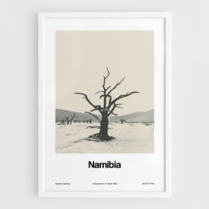 Namibia Print, Deadvlei Namibia Poster, Namibia Sossusvlei Black White Photo Namib-Naukluft Park Wall Art Minimalist Custom City Print