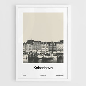 Kobenhavn Print, Cartel de Copenhague, Nyhavn Copenhague hito Dinamarca Kobenhavn horizonte Wall Art Minimalist Art Custom City Print por Artica