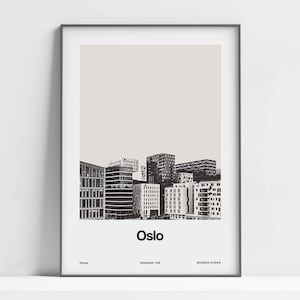 Oslo Poster, Oslo Print, Bjørvika Oslo Skyline, Scandinavian Oslo Norway Travel, Oslo Office buildings Wall Art Minimalist Custom City Print