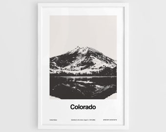 Colorado Print, Colorado Poster, Colorado Mountains, Colorado Landscape Black White CO Wall Art Minimalist Custom Mountains Print