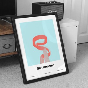 San Antonio Poster, La Antorcha de la Amistad San Antonio Texas The Torch of Friendship Wall Art Minimalist Custom City Print by Artica image 3