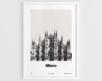 Milan Print, Affiche de la cathédrale de Milan, Duomo di Milano Italia Photo, Square Milan Italie Voyage Wall Art Minimaliste Custom City Print par Artica