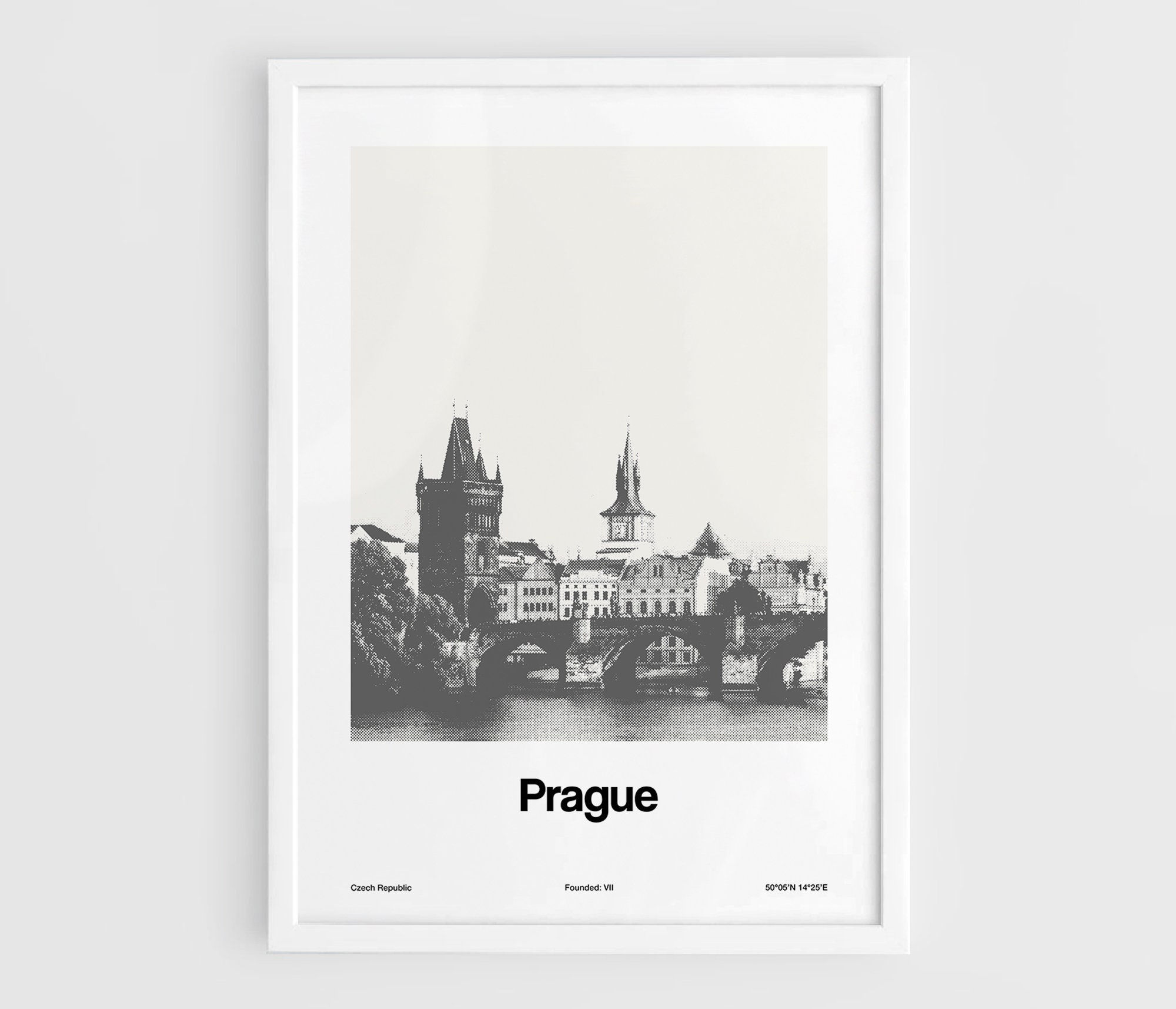 Prague Poster, Old Town of Prague Skyline Art Print, Prague Czech Republic Black White Photo Wall Art Minimalist Custom City Print by Artica