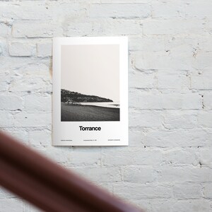 Impressão de Torrance, pôster de Torrance Califórnia, praia de Torrance, horizonte de Torrance CA preto branco arte de parede de Torrance impressão minimalista personalizada da cidade imagem 3