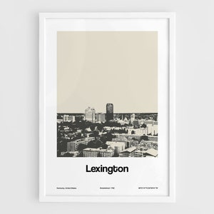 Lexington Skyline Poster, Lexington Kentucky Print, Lexington KY Black White Photo Wall Art Minimalist Custom City Print by Artica