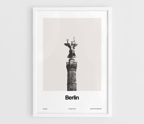 Berlin Print, The Victory Column Berlin Poster, Siegessäule Berlin, The statue of Victoria Berlin Wall Art Minimalist Art Custom City Print