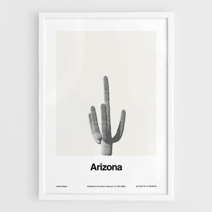 Arizona Poster, Arizona Saguaro Kaktus Minimalismus Druck, Arizona Schwarz Weiß Foto, Arizona Wandkunst Minimalistisch Custom City Print