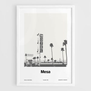 Impression Mesa Arizona, Starlight Motel Diving Lady signe Mesa AZ affiche Arizona monument photo art mural minimaliste ville personnalisée impression par Artica