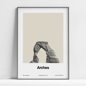 Arches National Park Poster, Arches National Park Druck, Zarter Arch Utah US National Parks Foto Wand Kunst Minimalistischer Custom Park Druck