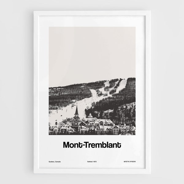 Mont Tremblant Print, Mont Tremblant Skyline Quebec Canada Poster Laurentian Mountains Wall Art Minimalist Custom City Print by Artica