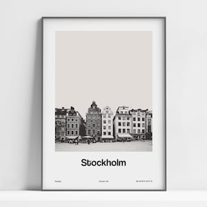 Cartel de Estocolmo, Impresión de Estocolmo, Arte de la ciudad vieja de Estocolmo Suecia, Estocolmo Gamla stan, Arte de la pared de Estocolmo Impresión de ciudad personalizada minimalista