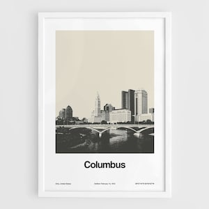 Columbus Ohio Print, Columbus Skyline Poster, Columbus OH Minimalism Photography Ohio Gift Wall Art Minimalist Custom City Print by Artica