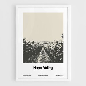 Napa Valley California Print, Napa Valley CA Poster, American Viticultural Area Napa County California Wall Art Minimalist Custom City Print
