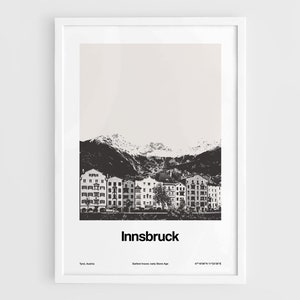 Innsbruck Poster, Innsbruck Poster, Innsbruck Österreich Reise Schwarz Weiß Foto, Innsbruck Tirol Wandkunst Minimalistischer Stadtdruck