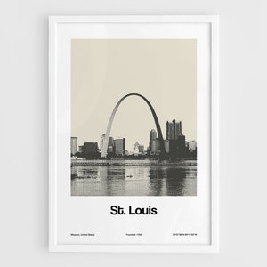 St Louis MO Skyline, St Louis Gateway Arch, St Louis Poster, St Louis Missouri Print Wall Art Minimalist Art Custom City Print by Artica