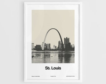 St Louis MO Skyline, St Louis Gateway Arch, St Louis Poster, St Louis Missouri Print Wall Art Minimalist Art Custom City Print by Artica