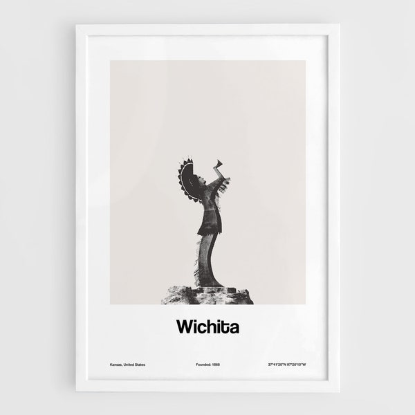 Wichita Kansas Poster, The Keeper of the Plains Wichita KS Print, Wichita Sculpture, Wichita Photo Wall Art Minimalist Custom City Print