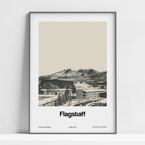 Flagstaff AZ Poster, Flagstaff Arizona Print, Downtown Flagstaff Arizona, Flagstaff Black White, Flagstaff  Wall Art Minimalist Custom Town