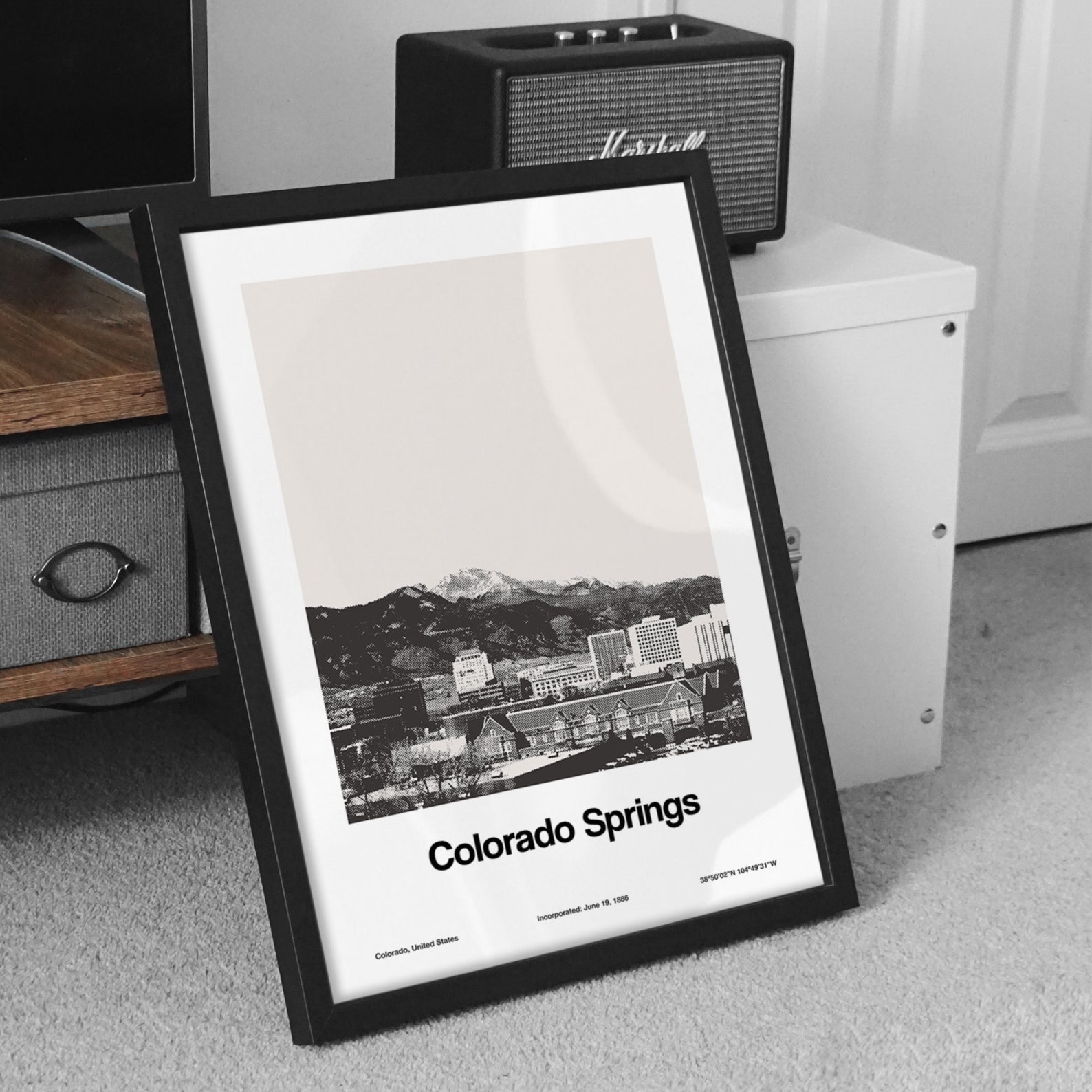 Colorado Springs Print Downtown Colorado Springs Skyline CO Etsy España
