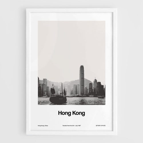 Hong Kong Skyline Print HK Wall Art Poster Hong Kong City Etsy